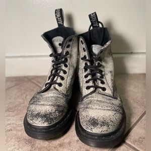 Distressed White Leather Docs